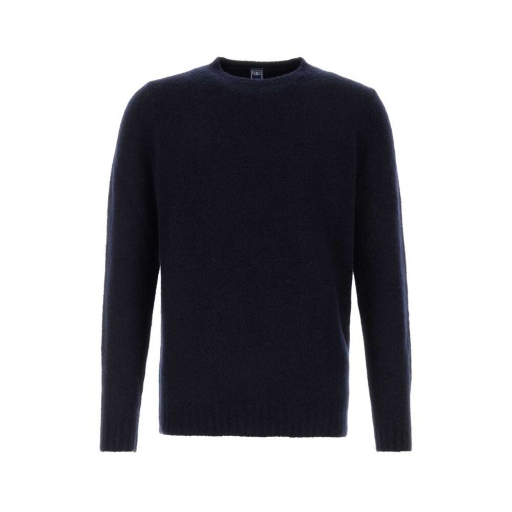 Fedeli Men Midnight Blue Stretch Wool Blend Sweater